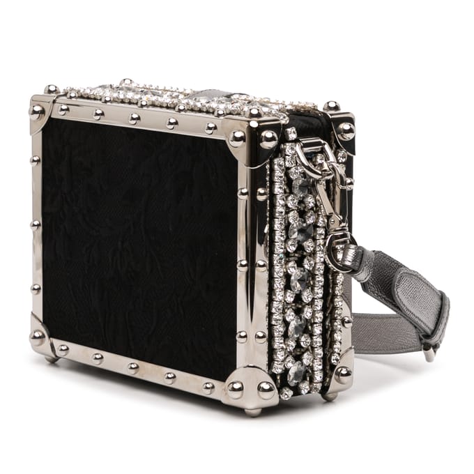 Tweedehands Kristal Versierde Jacquard Dolce Box Bag