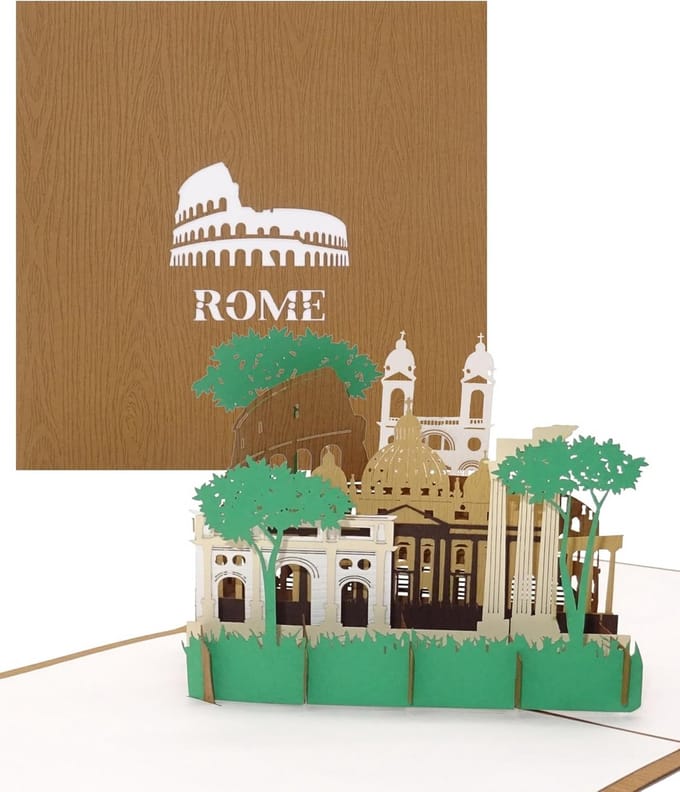 3D Pop-up Wenskaart Rome Panorama - Souvenir en Uitnodiging