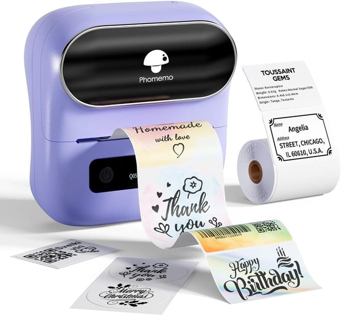 Labelprinter Bluetooth - Thermische Printer - Labels Maken - Inktvrije Technologie - 20-75mm Breedte - Paars