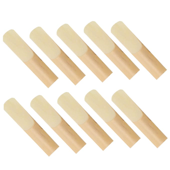 Lot de 10 anches de saxophone alto en bambou avec housse de protection beige