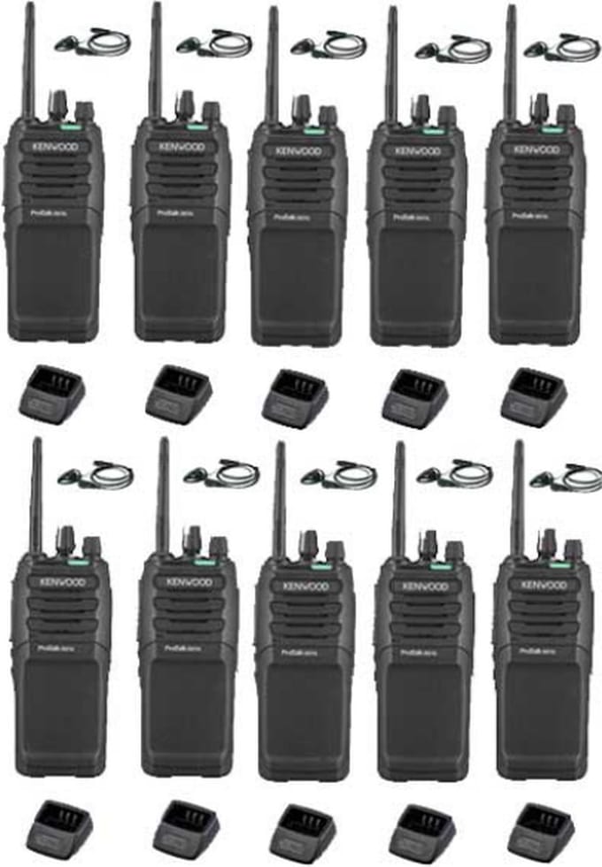 Set van 10 Kenwood TK-3701D met d-shape oortje en tafelladers