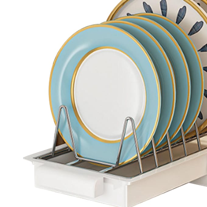 Uittrekbare Kastorganizer RVS Multifunctionele Uitschuifbare Planken voor Borden Keuken wit