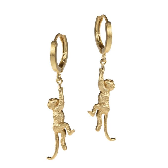 Lauren Sterk Amsterdam - oorbellen - hangers - aapje - verguld - extra coating
