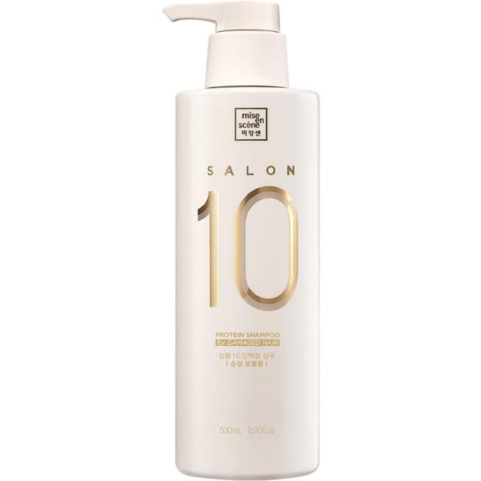Mise en Scene Salon 10 Proteïne Shampoo voor Beschadigd Haar 500ml – Reinigende Verzorging, Haarbescherming, Koreaans 500ml white