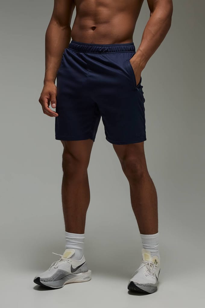 Man Active Zip Pockets 7inch Basic Training Short | Navy | Size Small