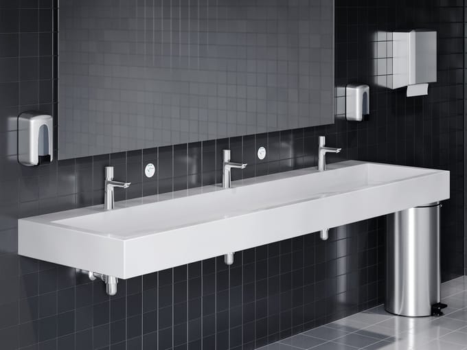 Hansgrohe Talis e Wastafelmengkraan zelfsluitend - met temperatuurcontrole - hoogglans chroom