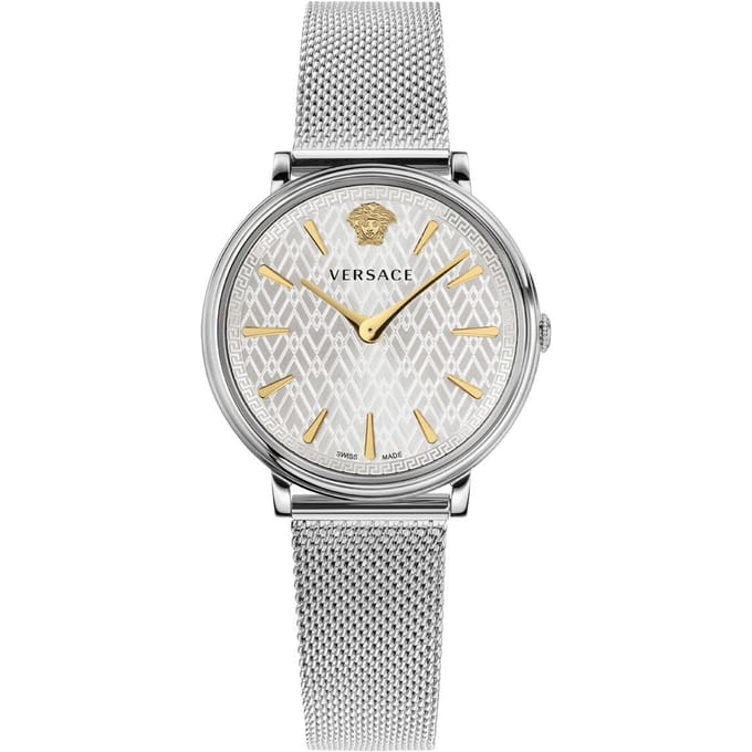 Montre Versace VE8100519 V-Circle pour femme, ton argent, 38 mm white