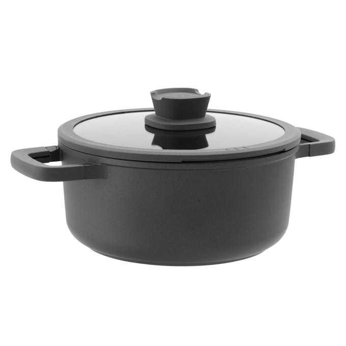 LEO Kookpot antikleef met deksel Stone+ - Ø 24x11cm - Grijs - PFAS-vrij