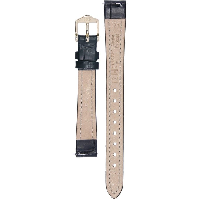 Hirsch Horlogeband -  Duke Zwart - Leer - 12mm