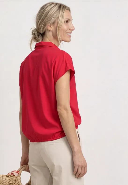 Blouseshirt met overhemdkraag en elastische zoom