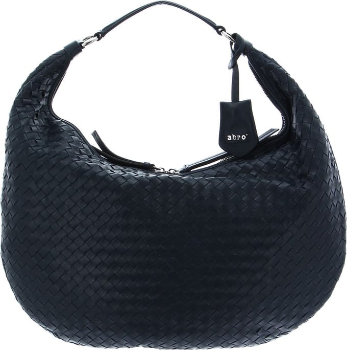 abro Leren Schoudertas Leather Piuma Weaving Hobo Bag Nana Navy Blauw