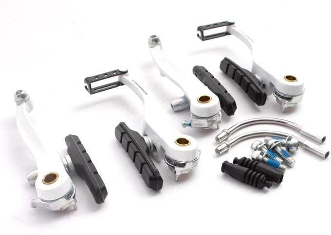 BMX V-Brake - Fietsrem - Fietsen Monteren - Aluminium Gesmeed - 105mm - Wit