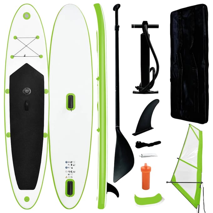 vidaXL Stand Up Paddleboard met zeilset opblaasbaar groen en wit