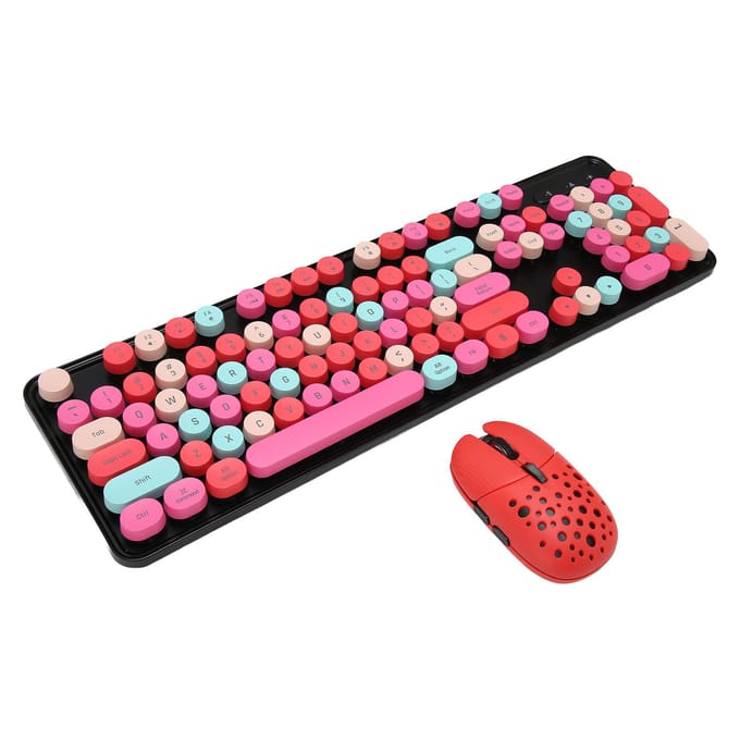 Ensemble clavier et souris sans fil 2,4 GHz, clavier rétro punk facile à utiliser avec 3 DPI