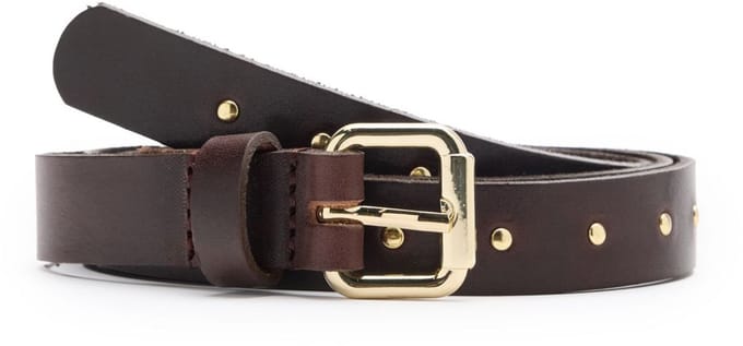 Manfield - Dames - Donkerbruine leren riem - Maat 085
