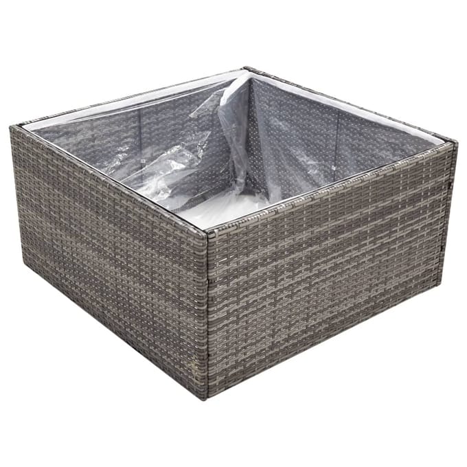 vidaXL - Plantenbak - 80x80x40 - cm - poly - rattan - grijs