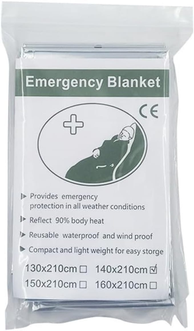 Nooddeken - Overlevingsdeken thermisch - Buiten survival - Warmte isolerend - 140x210cm - Zilver