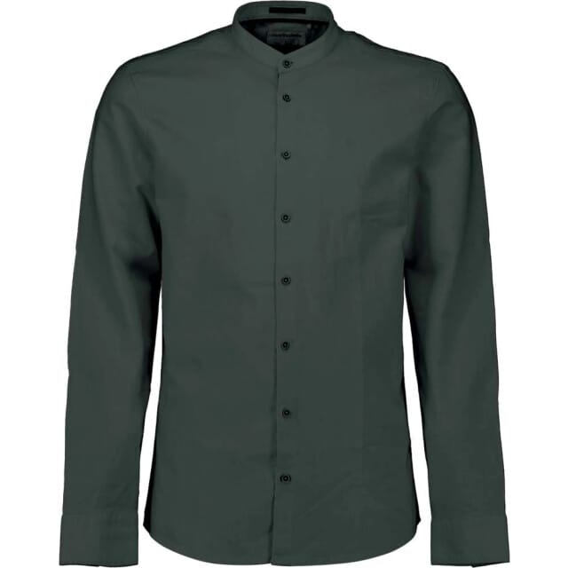 No Excess Shirt with linen granddad dark steel