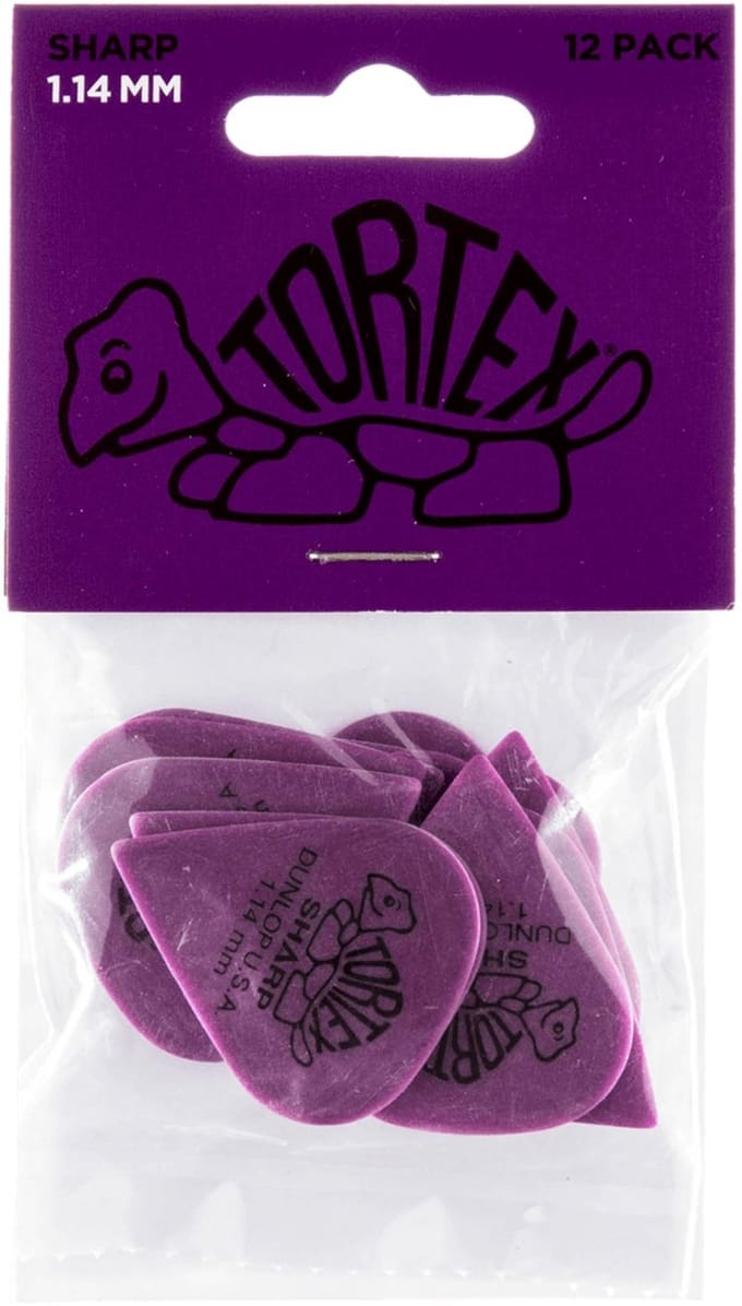 Jim Dunlop Tortex Sharp - Plectrums - 1,14 mm - Player's Pack 12 Stuks