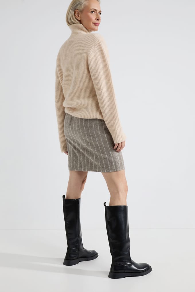 Josephine & Co Alvin Skirt Mocca Stripe Maat: 38 | Mini Rokken Outlet | Dames | Grijs