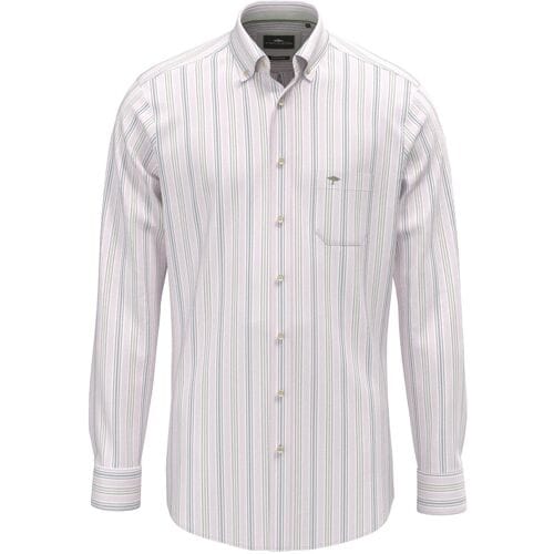 Fynch-Hatton Overhemd Washed Oxford Multi Stripe Button-Down Magnolia / male