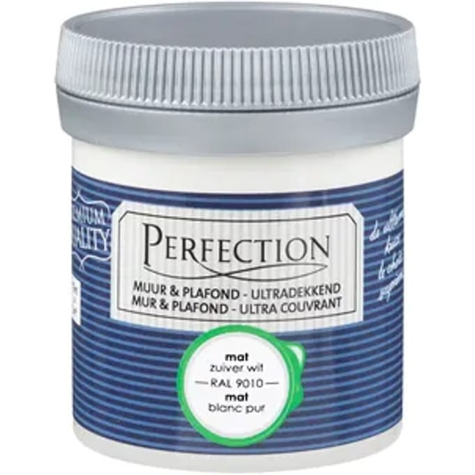 Perfection Muur & Plafond Verftester - Mat - Zuiver Wit Ral 9010 - 75ml