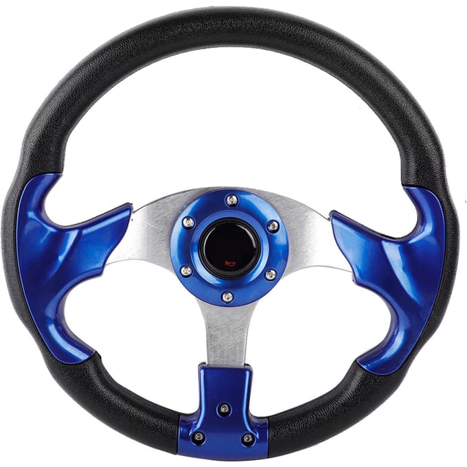 13in 320mm Universeel PU Leer Auto Sport Racing Drift Stuurwiel Blauw black