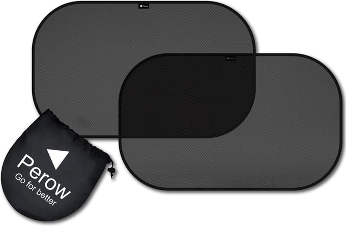 Perow - Zonnescherm Auto – UV Protectie – Zonnescherm auto kind - Baby - Zwart - Set van 2