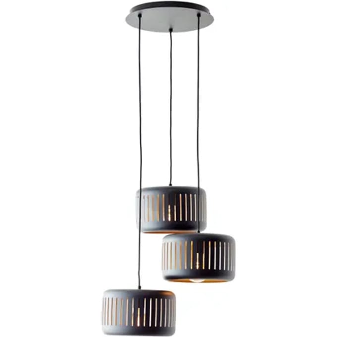Brilliant Tyas - Hanglamp - E27 max 3x60W - Zwart/Goud