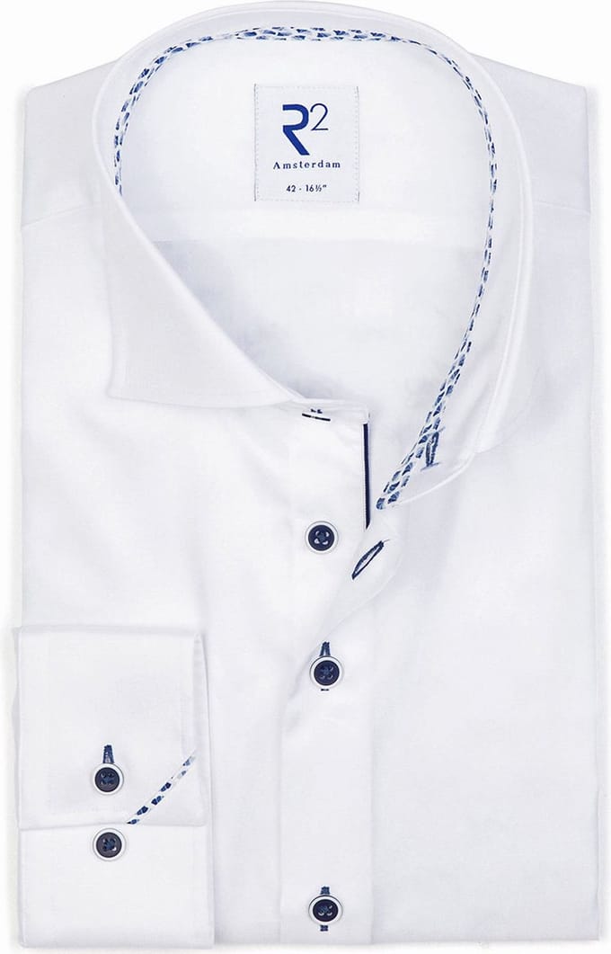 R2 Overhemd Twill Wit - Maat 37 - Heren - Overhemden Formeel