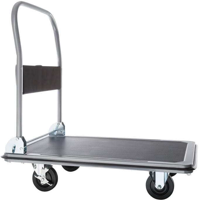 Platformwagen - Dolly Karretje - Zware Lasten Verplaatsen - Inklapbare Handgreep - 300 kg - Zwart