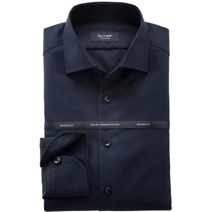 Olymp Signature Overhemd Twill Donkerblauw (navy) - Maat 43 - Heren - Overhemden Formeel