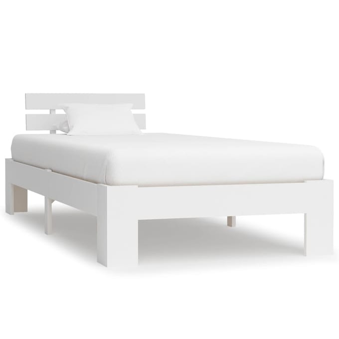 vidaXL - Bedframe - massief - grenenhout - wit - 90x200 - cm