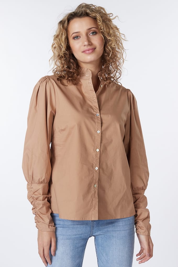 EsQualo Blouse Elasticated Slv Poplin Camel Taglia: 36 | Maglie a manica lunga Outlet | Donna | Marrone