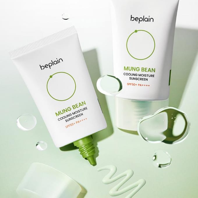 [beplain] Mung Bean Cooling Moisture Zonnebrandcrème Set (1+1) SPF 50+ PA++++ 50ml*2EA white