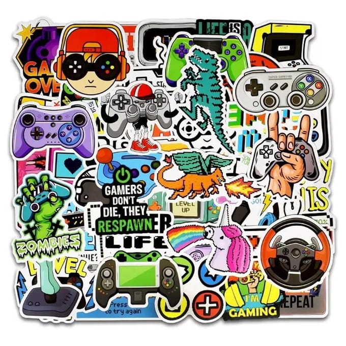 50 Pièces Dessin Animé Console de Jeu Autocollant Personnalisé Graffiti Créatif Casque Jouet Téléphone Portable Ordinateur Réfrigérateur Bureau Décoration