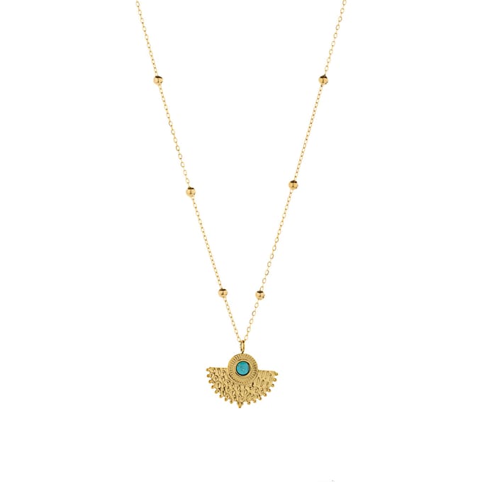 Luxenter Turkooizen collier afgewerkt in 18K geel goud - Kumora