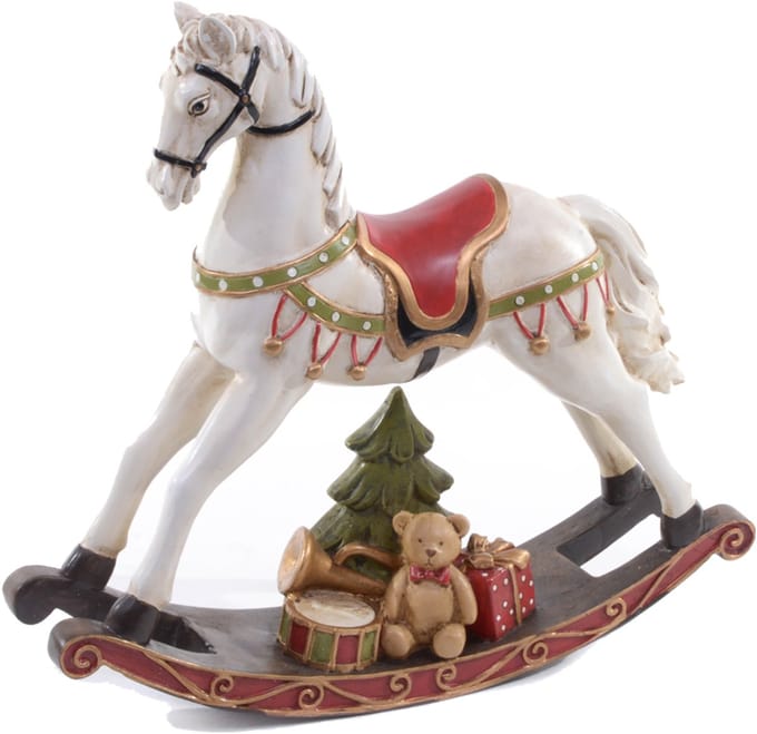 Bianchidino – Schommelpaard Kerst – H 29,5 cm – Wit/rood