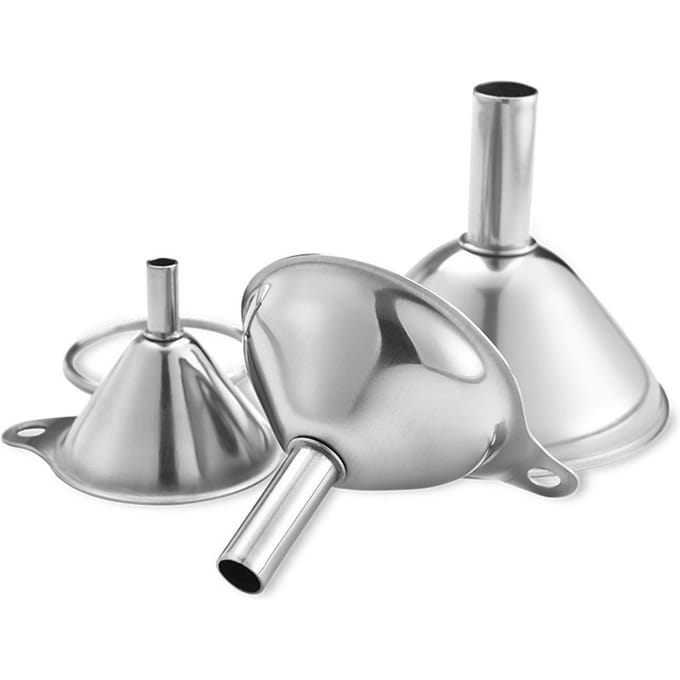 3 Stuks RVS Mini Trechters RVS Keukentrechter Set voor het Vullen van Kleine Flessen white