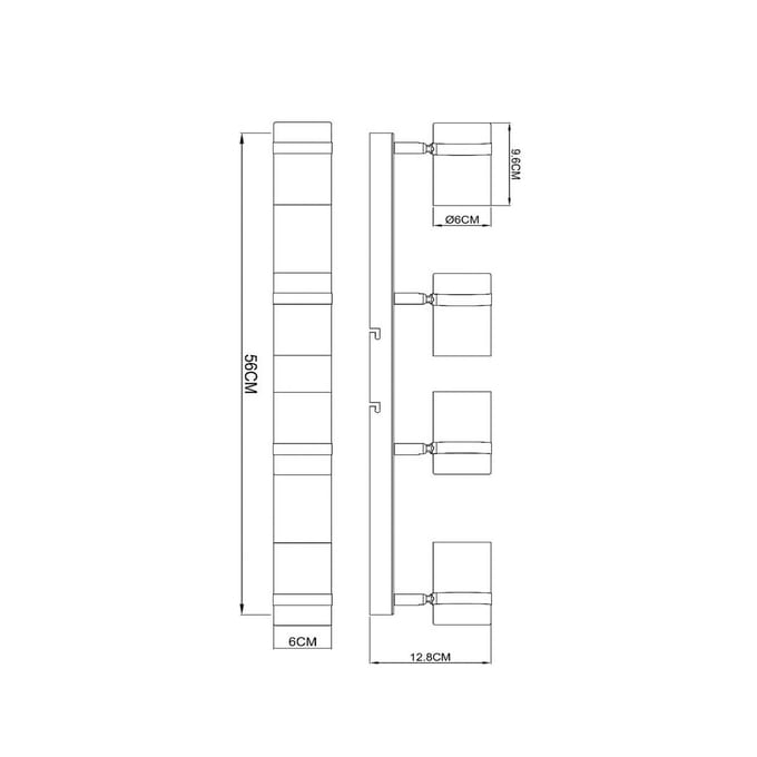 Lucide Plafondspot Upton, lengte 56 cm, zwart/rookgrijs, 4-lamps.