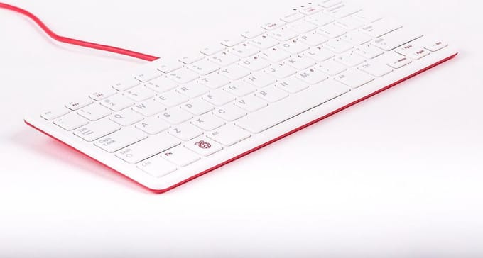 Raspberry Pi® RPI-KEYB (US)-RED/WHITE USB Toetsenbord QWERTY, US-Engels Wit, Rood USB-hub