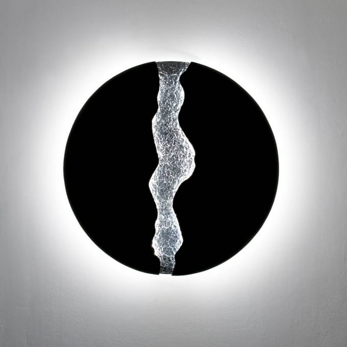 Holländer LED wandlamp LAVA, zwart/zilver, Ø 80 cm, metaal, dimbaar