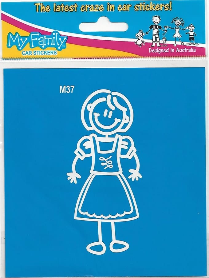 Moeder in dirndl - autosticker - wit - 10,7 cm hoog - The Sticker Family