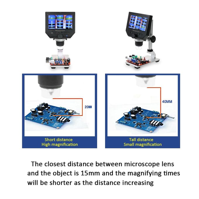 Microscope vidéo numérique électronique 600X 4,3  avec écran LCD 3,6 MP, loupe LED portable pour mobile EU Plug