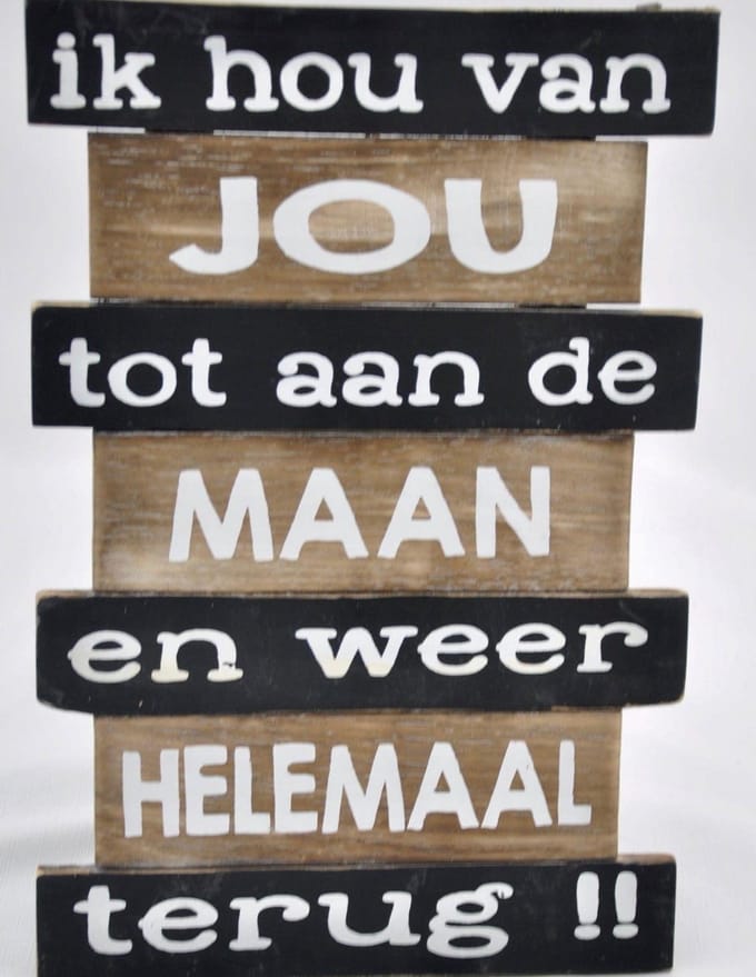 Houten tekstbord - Hangend - Hout -  Ik hou van jou - Kado