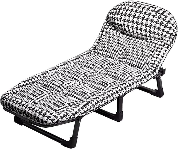 Vouwbed met matras - Kampeerbed rustbed - Comfortabel slapen - 6-voudig verstelbaar - 200x70 cm - Wit