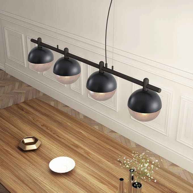 Lucande - hanglamp - 4lichts - glas, metaal - E27 - helder, zwart