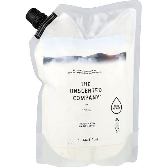 Lotion, Handen + Lichaam, Navulling, Ongeparfumeerd, 1L (33.8 fl oz) white