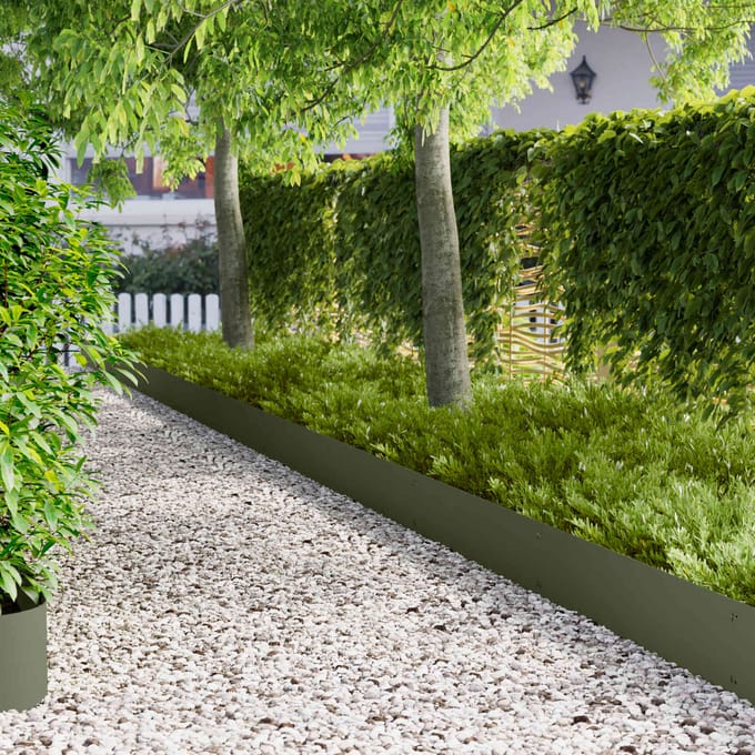 vidaXL - Gazonrand - 10 - st - 103 - x - 25 - cm - Staal - Olijfgroen