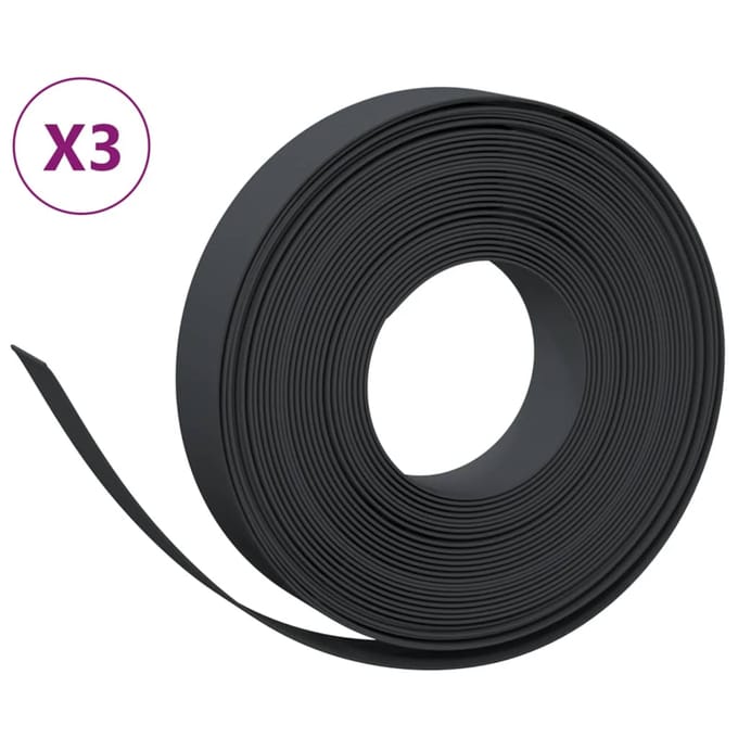 vidaXL - Tuinranden - 3 - st - 10 - m - 10 - cm - polyetheen - zwart